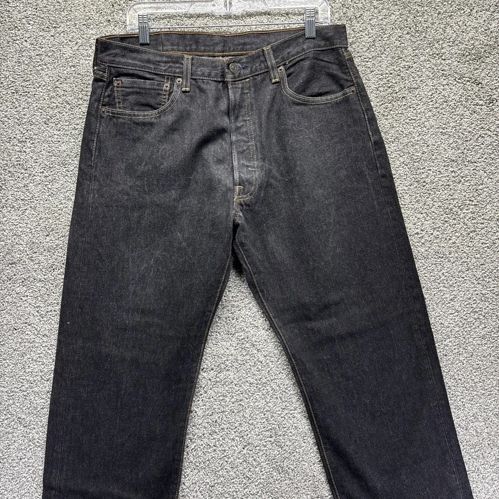 Levi's 501 XX Button Fly Mens Measure 34x30 (36x32 On Tag) Black Denim Jeans EUC